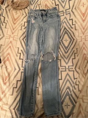 Flying Monkey Light Blue Distressed Skinny Jeans